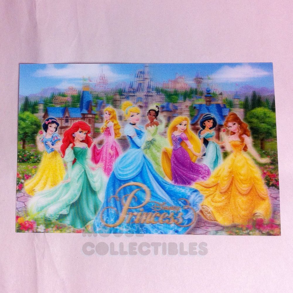 Disney Parks Princess Lenticular Postcard 3D Effect Castle Cinderella Ariel Snow